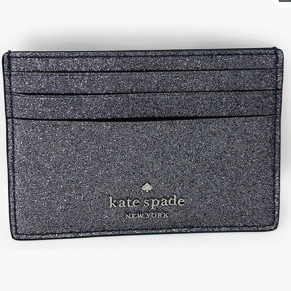 kate spade Accessories - Kate Spade Joeley Glitter Slim Card Case Holder- grey -new